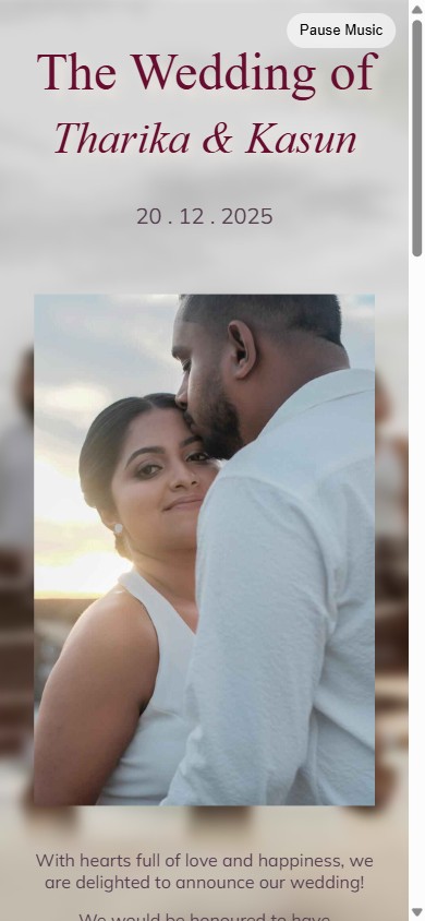 Tharika & Kasun — digital wedding invitation design, Sri Lanka