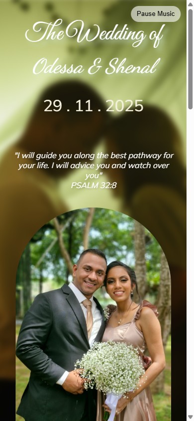 Odessa & Shenal — digital wedding invitation design, Sri Lanka